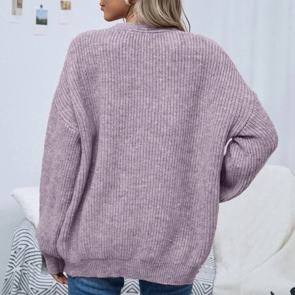 Soft knit drop shoulder oversized cardigan sweater black - Picture 10 of 16